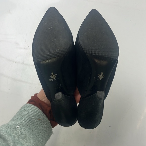 Prada Suede Whipstitch Trim Pointed Toe Cone Heel Mules - Size 37 - G85-13 - Picture 6 of 9